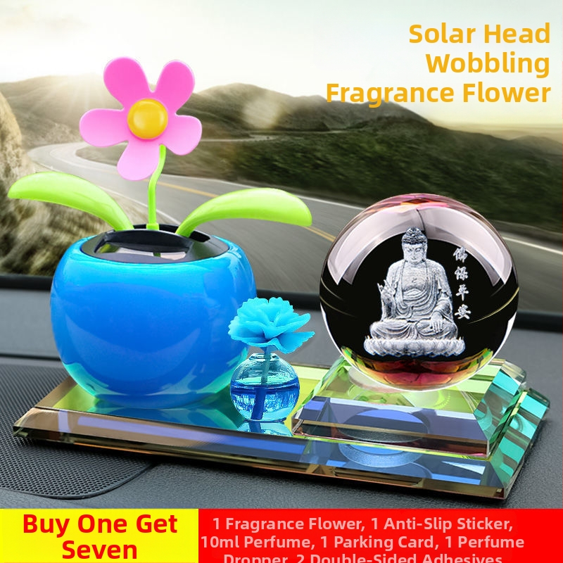 Automašīnas iekšējā dekora ar saules enerģiju darbināmo kustīgu ziedu aromterapijai, metāla konstrukcija, piemērots biznesa dāvanām