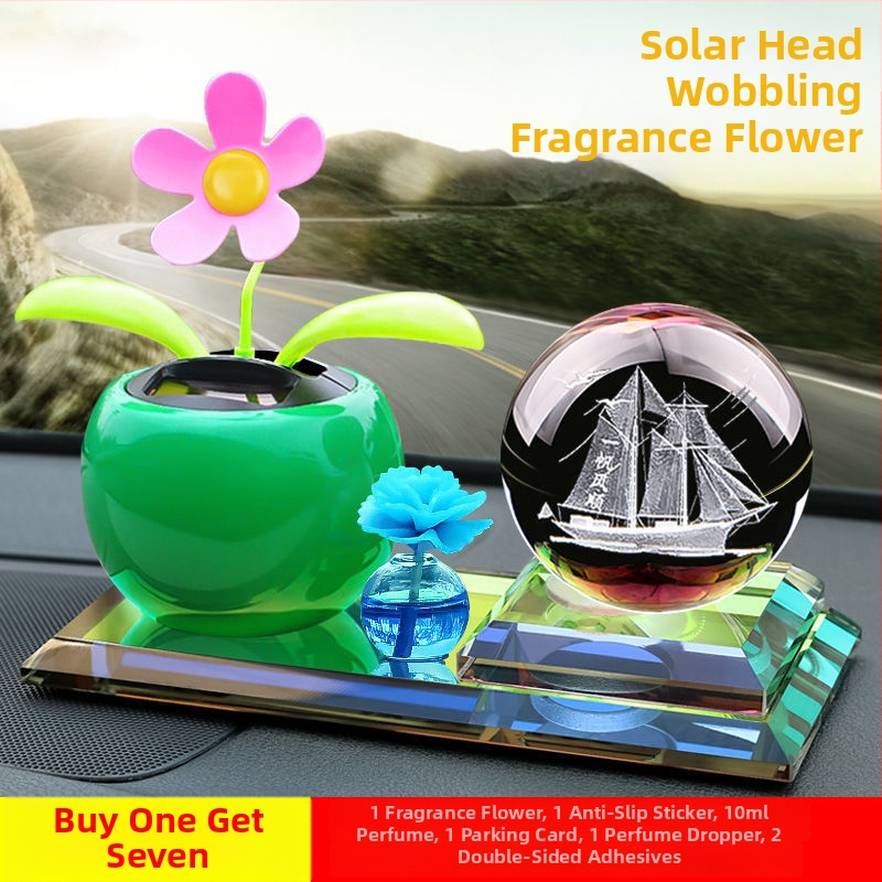 Automašīnas iekšējā dekora ar saules enerģiju darbināmo kustīgu ziedu aromterapijai, metāla konstrukcija, piemērots biznesa dāvanām