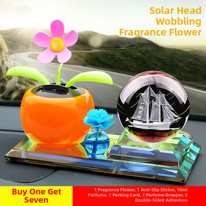 Automašīnas iekšējā dekora ar saules enerģiju darbināmo kustīgu ziedu aromterapijai, metāla konstrukcija, piemērots biznesa dāvanām