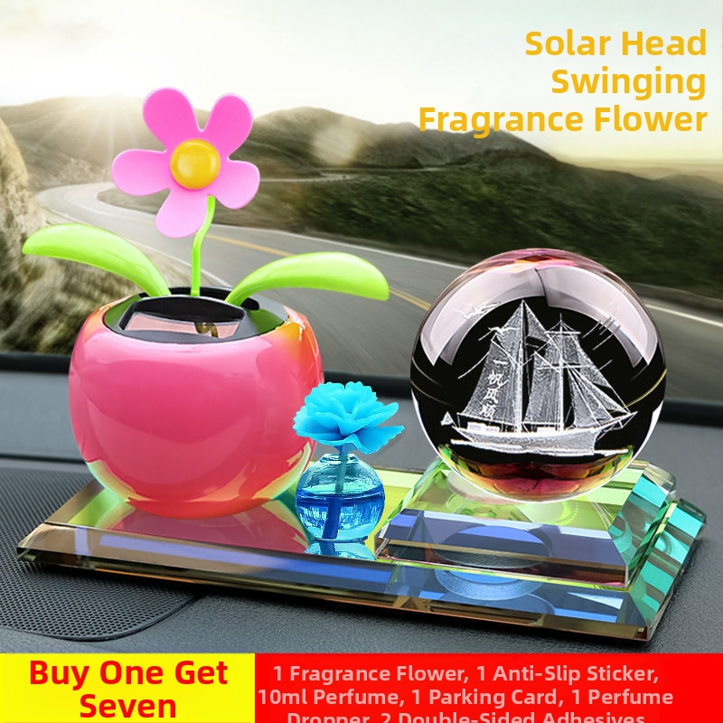 Automašīnas iekšējā dekora ar saules enerģiju darbināmo kustīgu ziedu aromterapijai, metāla konstrukcija, piemērots biznesa dāvanām