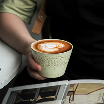 HALFCHEN κύπελλο καφέ από κεραμικό σε ιαπωνικό στιλ, ρετρό σχεδίαση, 220 ml, εκτύπωση λογοτύπου