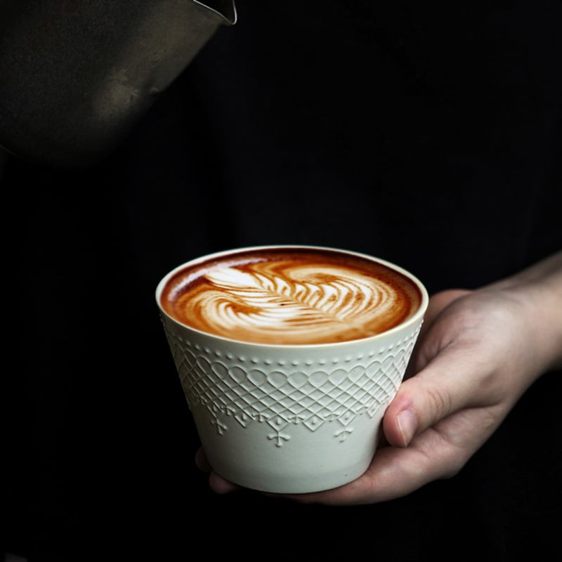 HALFCHEN κύπελλο καφέ από κεραμικό σε ιαπωνικό στιλ, ρετρό σχεδίαση, 220 ml, εκτύπωση λογοτύπου