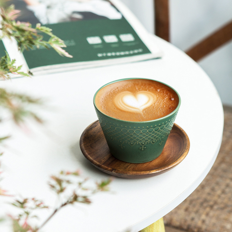 HALFCHEN κύπελλο καφέ από κεραμικό σε ιαπωνικό στιλ, ρετρό σχεδίαση, 220 ml, εκτύπωση λογοτύπου