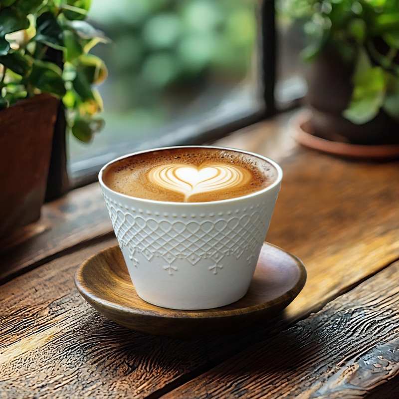 HALFCHEN κύπελλο καφέ από κεραμικό σε ιαπωνικό στιλ, ρετρό σχεδίαση, 220 ml, εκτύπωση λογοτύπου