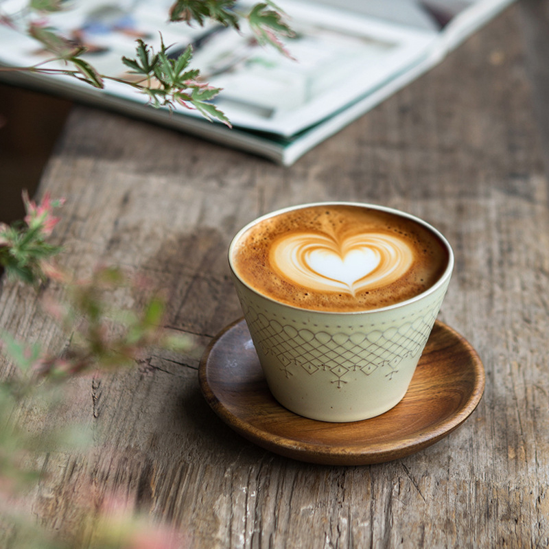 HALFCHEN κύπελλο καφέ από κεραμικό σε ιαπωνικό στιλ, ρετρό σχεδίαση, 220 ml, εκτύπωση λογοτύπου