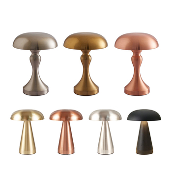 Sēņu formas galda lampa ar pieskāriena nakts gaismu – metāla statīvs, modelis ST-06B, ≤36V