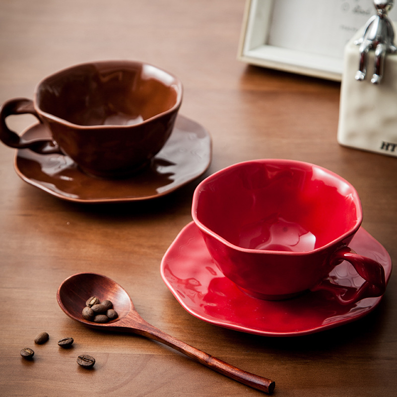 Κούπα καφέ - Ακανόνιστος κεραμικός σχεδιασμός, μοντέρνο και απλό στυλ, Εκτυπωμένο λογότυπο, 0,38 kg