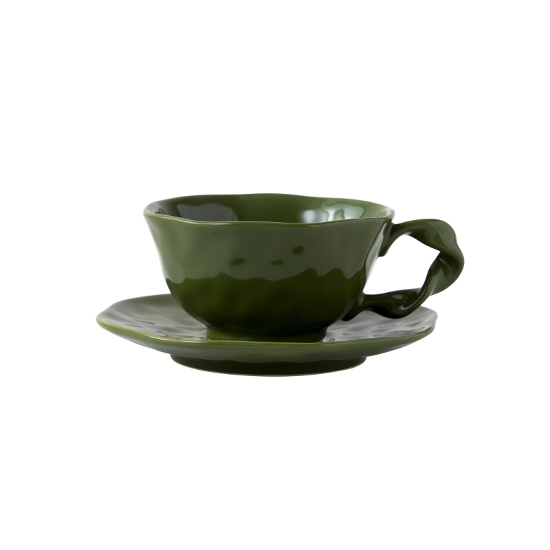 Κούπα καφέ - Ακανόνιστος κεραμικός σχεδιασμός, μοντέρνο και απλό στυλ, Εκτυπωμένο λογότυπο, 0,38 kg