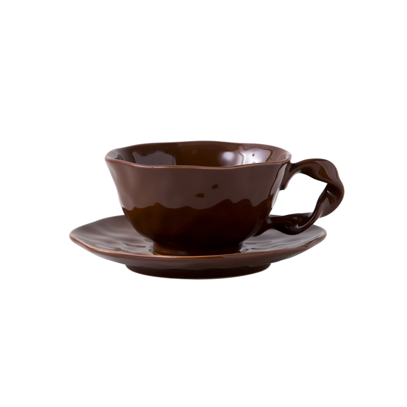 Κούπα καφέ - Ακανόνιστος κεραμικός σχεδιασμός, μοντέρνο και απλό στυλ, Εκτυπωμένο λογότυπο, 0,38 kg