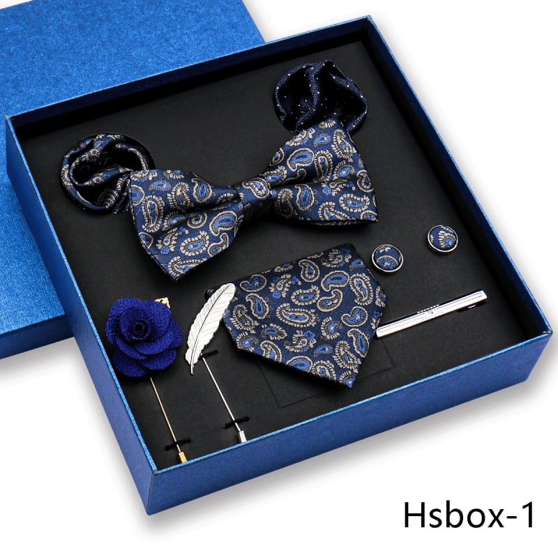 Σετ 8 τεμαχίων για άνδρες: γραβάτα, παπιγιόν, μαντήλι τσέπης, λουλούδι για πέτο; ζακάρ πολυεστέρας, στυλ βέλους, unisex.