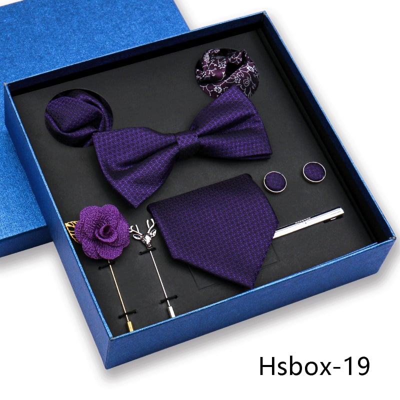 Σετ 8 τεμαχίων για άνδρες: γραβάτα, παπιγιόν, μαντήλι τσέπης, λουλούδι για πέτο; ζακάρ πολυεστέρας, στυλ βέλους, unisex.