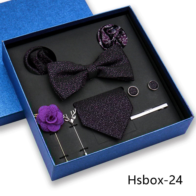 Σετ 8 τεμαχίων για άνδρες: γραβάτα, παπιγιόν, μαντήλι τσέπης, λουλούδι για πέτο; ζακάρ πολυεστέρας, στυλ βέλους, unisex.