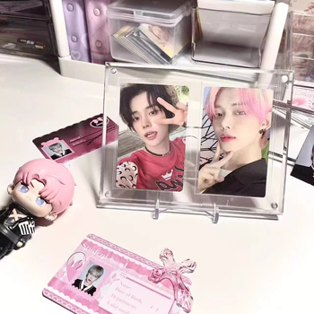 Caurspīdīgs akrila kartes turētājs un fotogrāfiju rāmis ar magnētisku displeju, DIY divpusēja uzglabāšana Polaroidiem