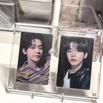 Caurspīdīgs akrila kartes turētājs un fotogrāfiju rāmis ar magnētisku displeju, DIY divpusēja uzglabāšana Polaroidiem
