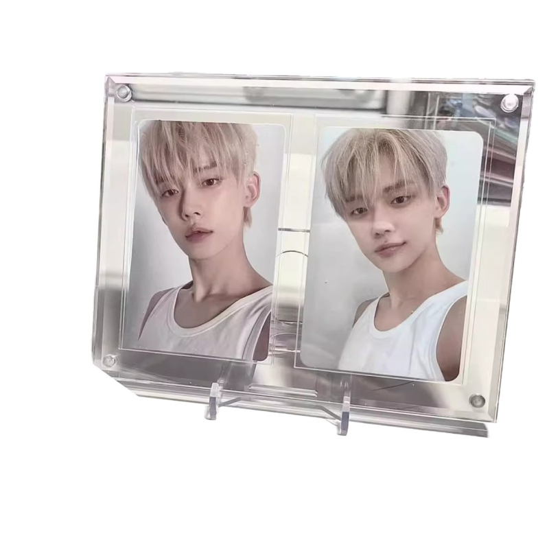 Caurspīdīgs akrila kartes turētājs un fotogrāfiju rāmis ar magnētisku displeju, DIY divpusēja uzglabāšana Polaroidiem