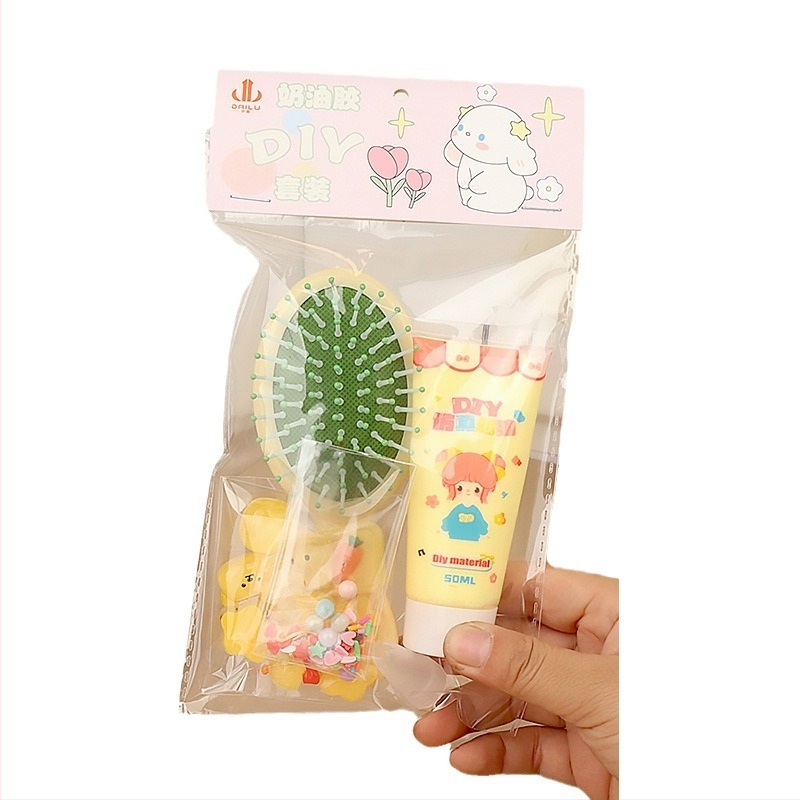 Set četki s zračnim jastučićem – DIY dodaci za djecu, plastika/smola, postup kapanja ljepila, crtani stil, svježe i slatko
