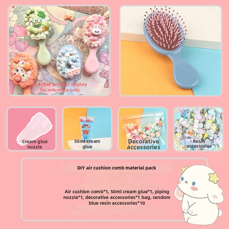 Set četki s zračnim jastučićem – DIY dodaci za djecu, plastika/smola, postup kapanja ljepila, crtani stil, svježe i slatko