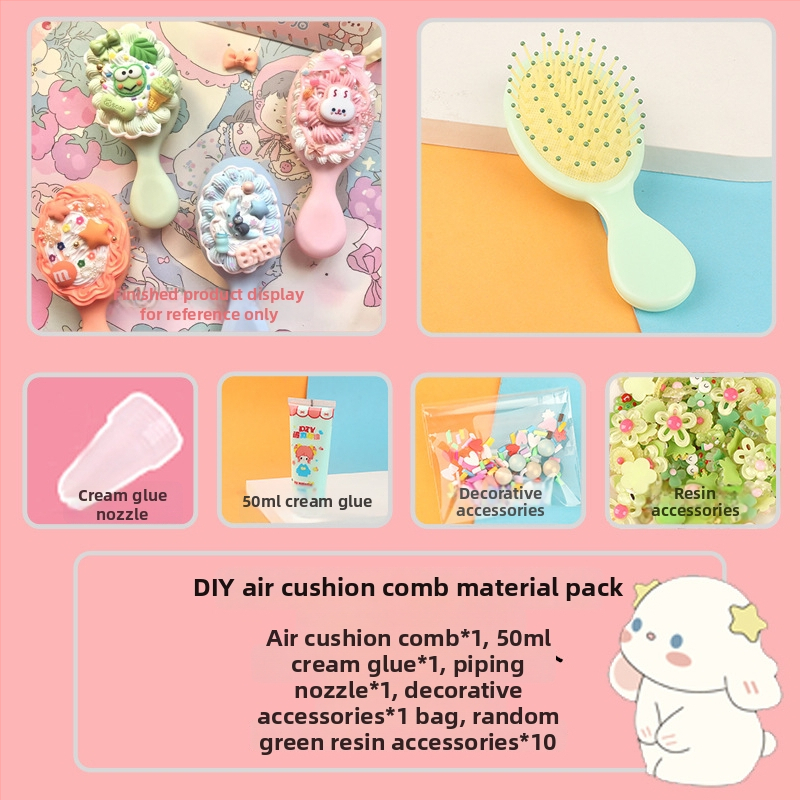 Set četki s zračnim jastučićem – DIY dodaci za djecu, plastika/smola, postup kapanja ljepila, crtani stil, svježe i slatko