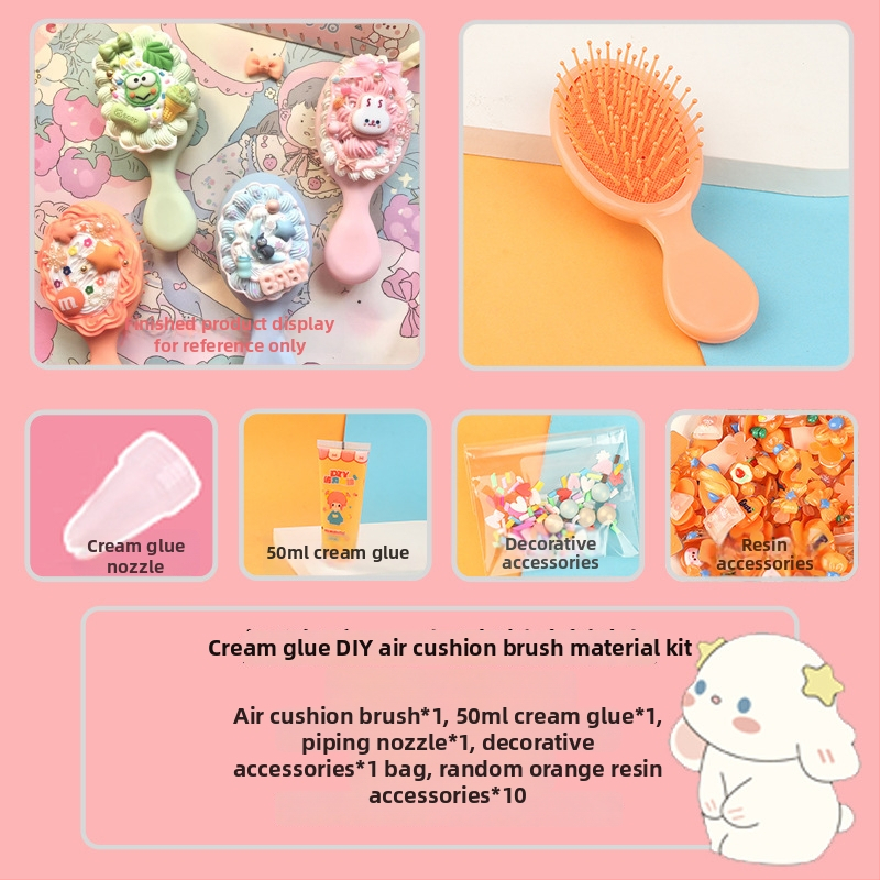 Set četki s zračnim jastučićem – DIY dodaci za djecu, plastika/smola, postup kapanja ljepila, crtani stil, svježe i slatko