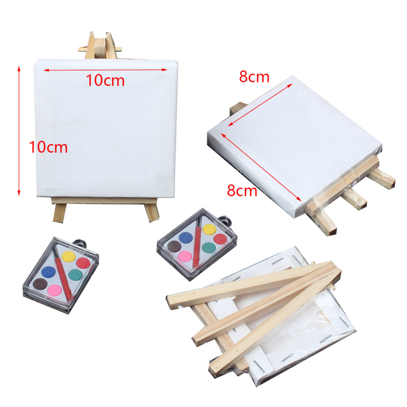 Koka kvadrāta mazs gleznošana rāmis ar statīvu bērniem – DIY akrila gleznošanai