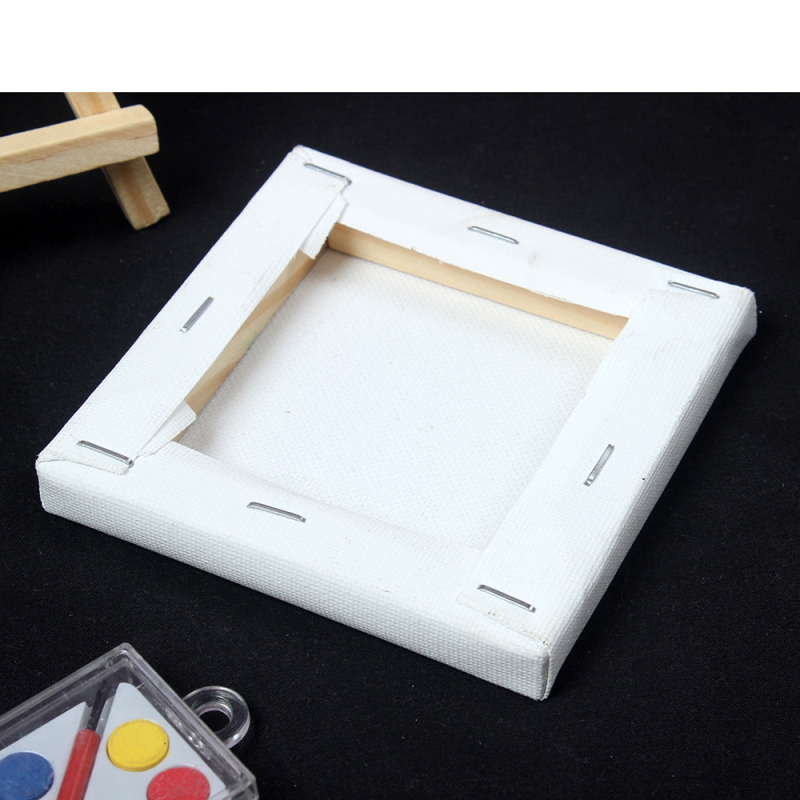 Koka kvadrāta mazs gleznošana rāmis ar statīvu bērniem – DIY akrila gleznošanai