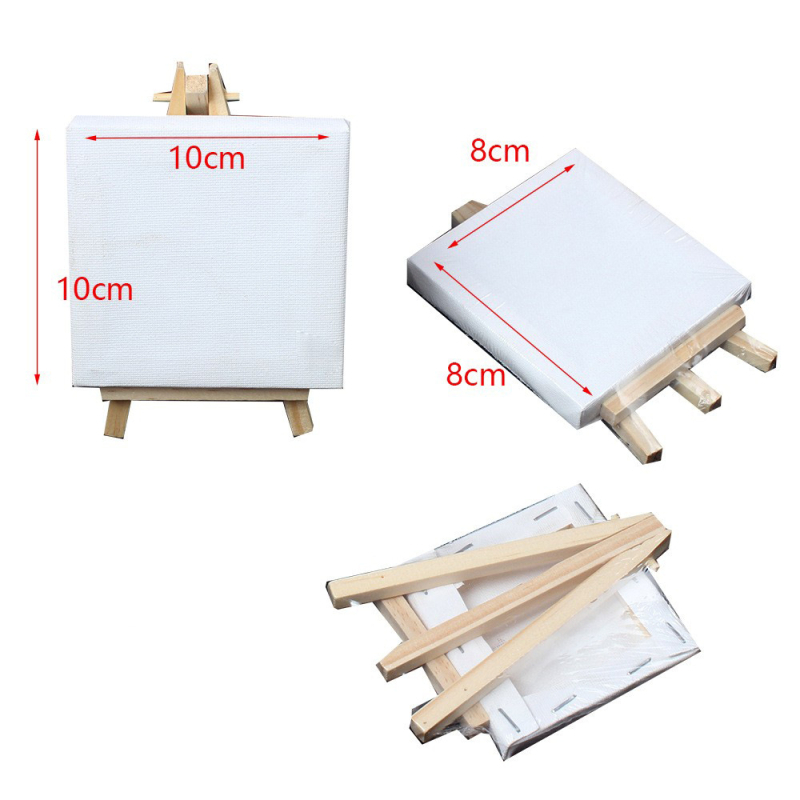 Koka kvadrāta mazs gleznošana rāmis ar statīvu bērniem – DIY akrila gleznošanai