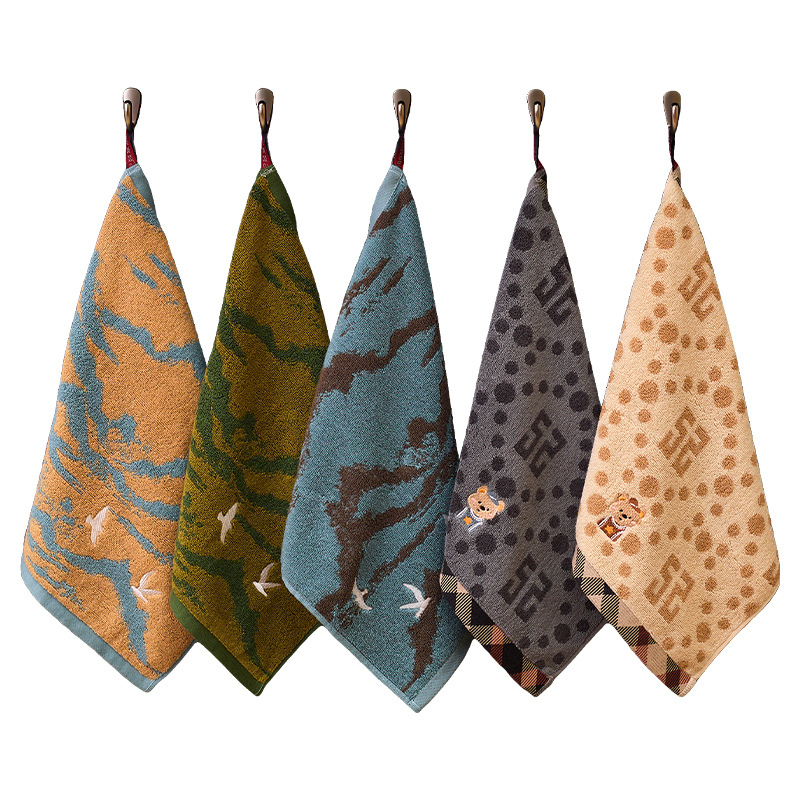 Памучна квадратна кърпа за лице – Airsl, 30 g, от чист памук, квадратна форма, бродерия и жакардова обработка