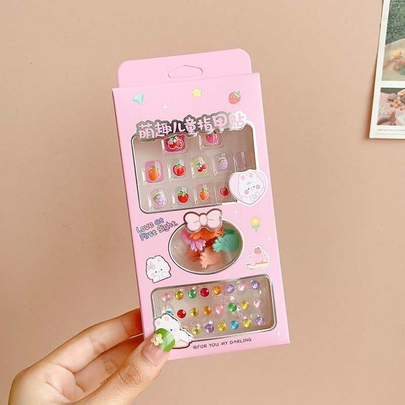 Σετ DIY για παιδικό μανικιούρ – Χειροποίητα αξεσουάρ νυχιών από πλαστικό/ρητίνη, Σειρά Princess, σχέδιο φρούτων και καρτούν, κατάλληλο για ηλικίες 3–10 ετών