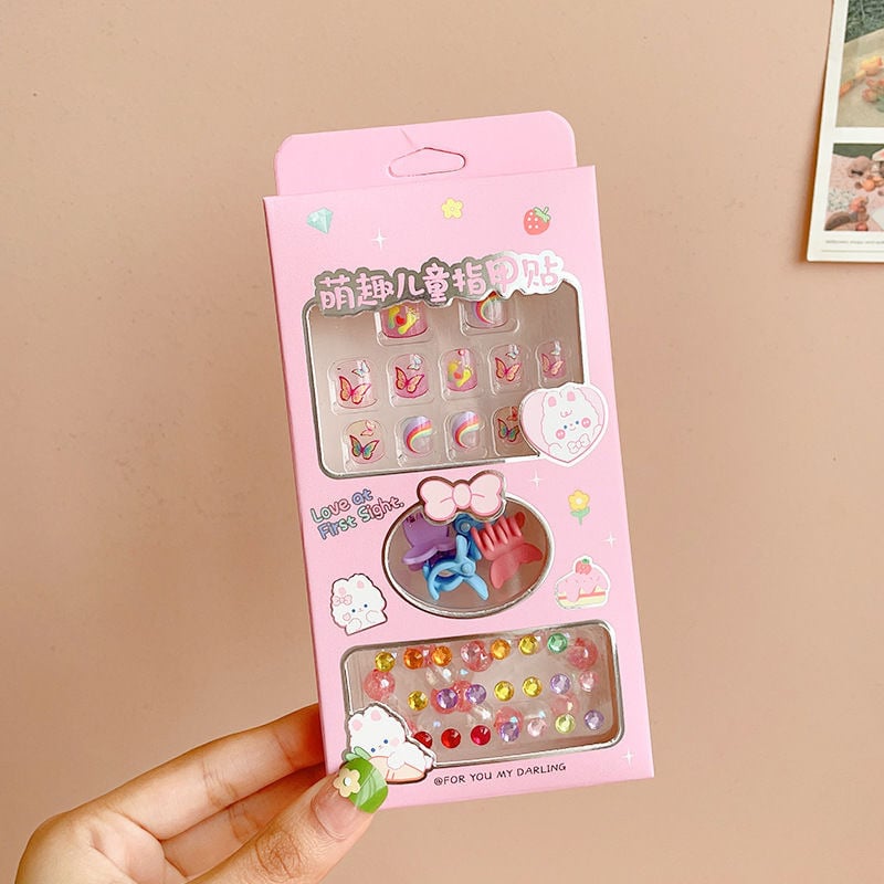 Σετ DIY για παιδικό μανικιούρ – Χειροποίητα αξεσουάρ νυχιών από πλαστικό/ρητίνη, Σειρά Princess, σχέδιο φρούτων και καρτούν, κατάλληλο για ηλικίες 3–10 ετών