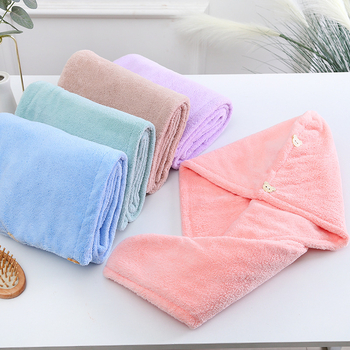 Dvostruko debeli visokodenzitetni koral fleece kapu za sušenje kose s rubom, brzo sušenje, za jesen i zimu