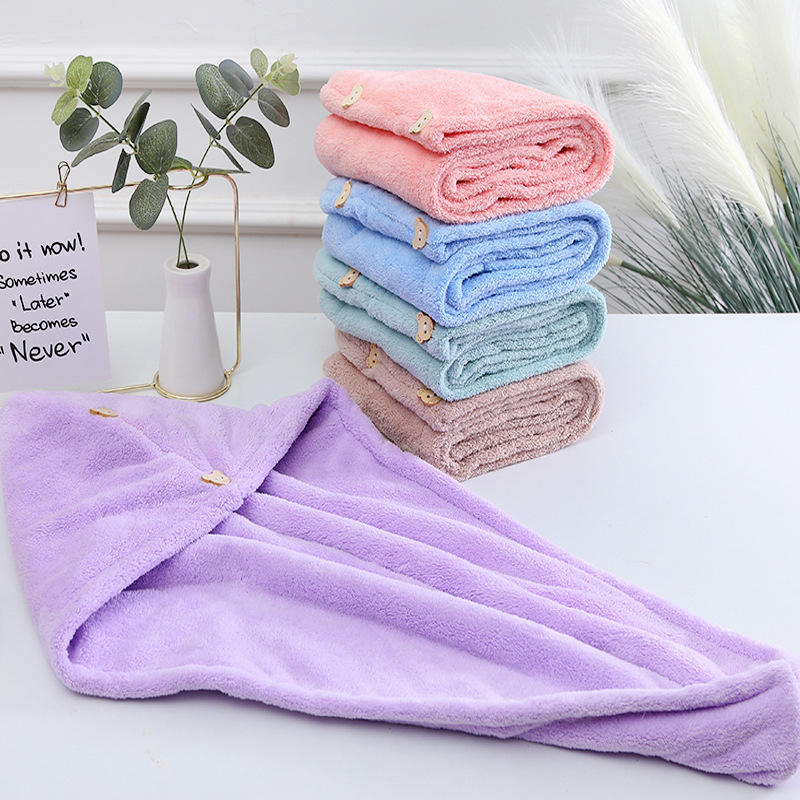 Dvostruko debeli visokodenzitetni koral fleece kapu za sušenje kose s rubom, brzo sušenje, za jesen i zimu