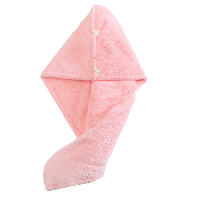 Dvostruko debeli visokodenzitetni koral fleece kapu za sušenje kose s rubom, brzo sušenje, za jesen i zimu
