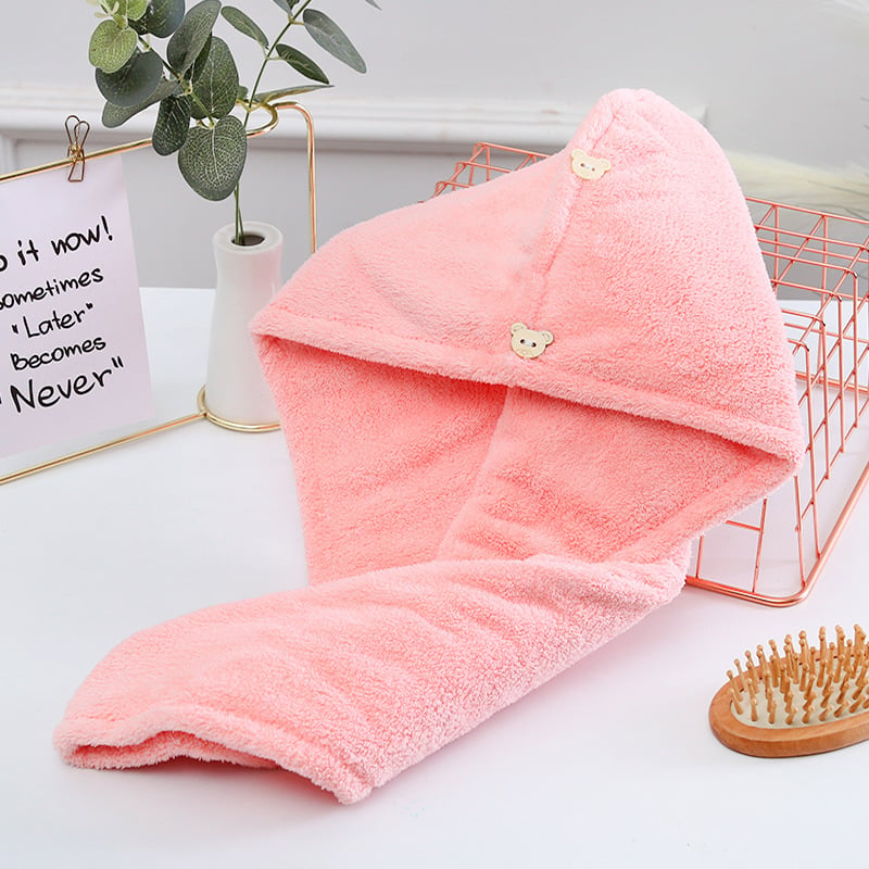 Dvostruko debeli visokodenzitetni koral fleece kapu za sušenje kose s rubom, brzo sušenje, za jesen i zimu