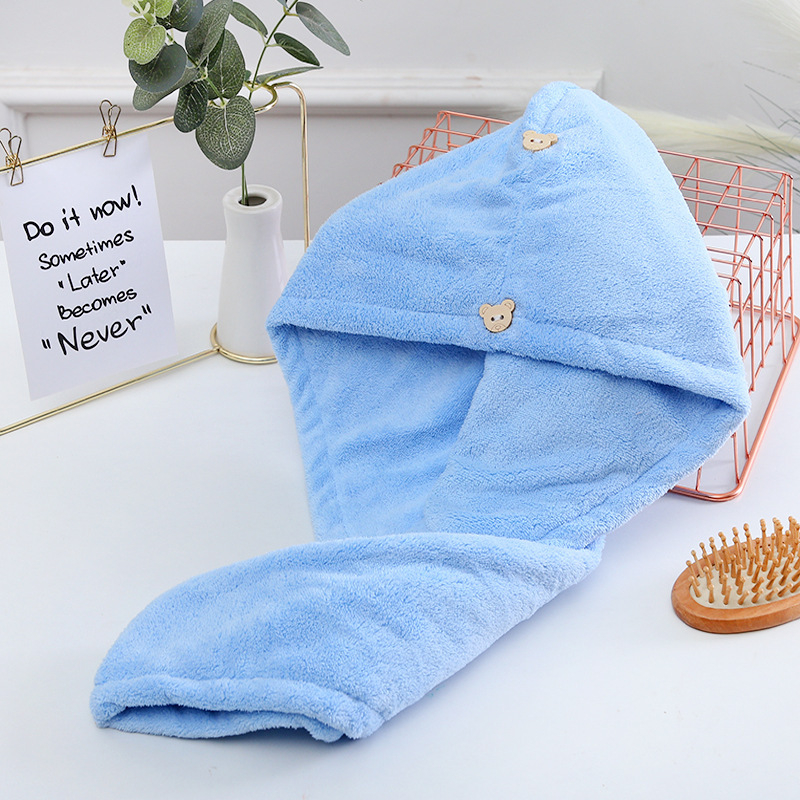 Dvostruko debeli visokodenzitetni koral fleece kapu za sušenje kose s rubom, brzo sušenje, za jesen i zimu