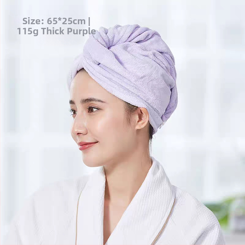 Căciulă de uscat părul pentru păr lung - absorbantă, microfibră densă, fără scame, prosop de uscare pentru păr feminin, cusută, 80–99 g