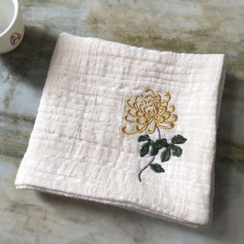 Памучна чайна кърпа с бродерия, 330 g, абсорбция 5-10 сек