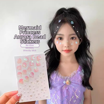 Detské nálepky na tvár s perlou, určené pre scénické líčenie a tanečné výkony