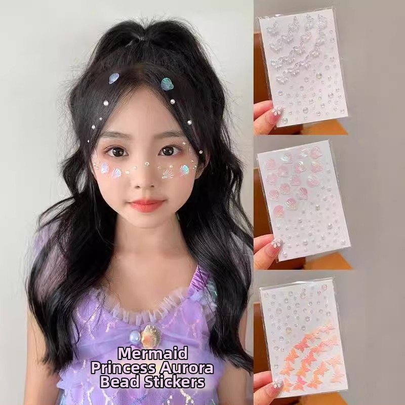 Detské nálepky na tvár s perlou, určené pre scénické líčenie a tanečné výkony