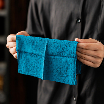 Peryitang πετσέτα τσαγιού από μετάξι-βαμβάκι τζακάρντ, απορροφητική επιφάνεια τραπεζιού για τσάι, κινέζικο στυλ, με λογότυπο, καταγωγή Φουζού