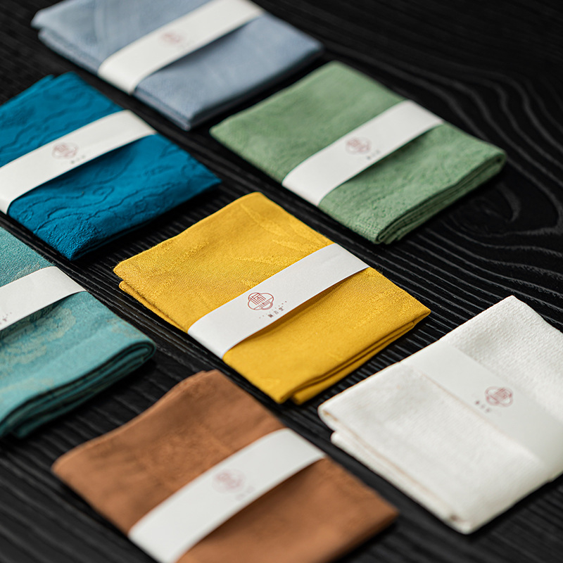 Peryitang πετσέτα τσαγιού από μετάξι-βαμβάκι τζακάρντ, απορροφητική επιφάνεια τραπεζιού για τσάι, κινέζικο στυλ, με λογότυπο, καταγωγή Φουζού
