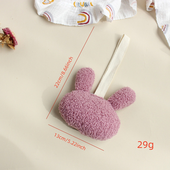 Κρίκος πιπίλας με λούτρινο λαγουδάκι βελούδινο μασητικό και αντι-πτώσης κρεμάστρα — πολυεστέρας; ηλικία 0–3 ετών; προέλευση Zhejiang; λείανση φινίρισμα; Φθινόπωρο 2023