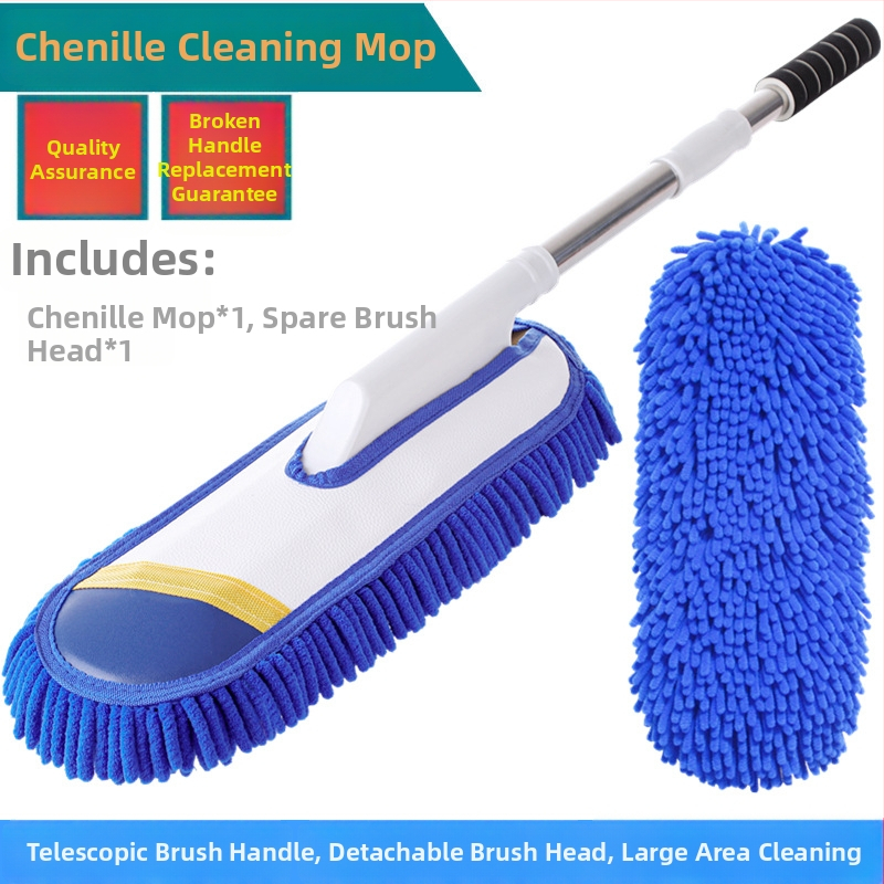 Моп за измиване на автомобили с Chenille глава, неръждаема стомана, Langconi, телескопична дръжка