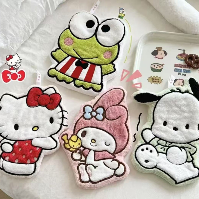 Prosop de mână din fleece coral, cu motiv ursuleț drăguț, cu posibilitate de agățare, absorbant și moale (Material: coral fleece; 30–50 g; Fire: 150D; Broderie)