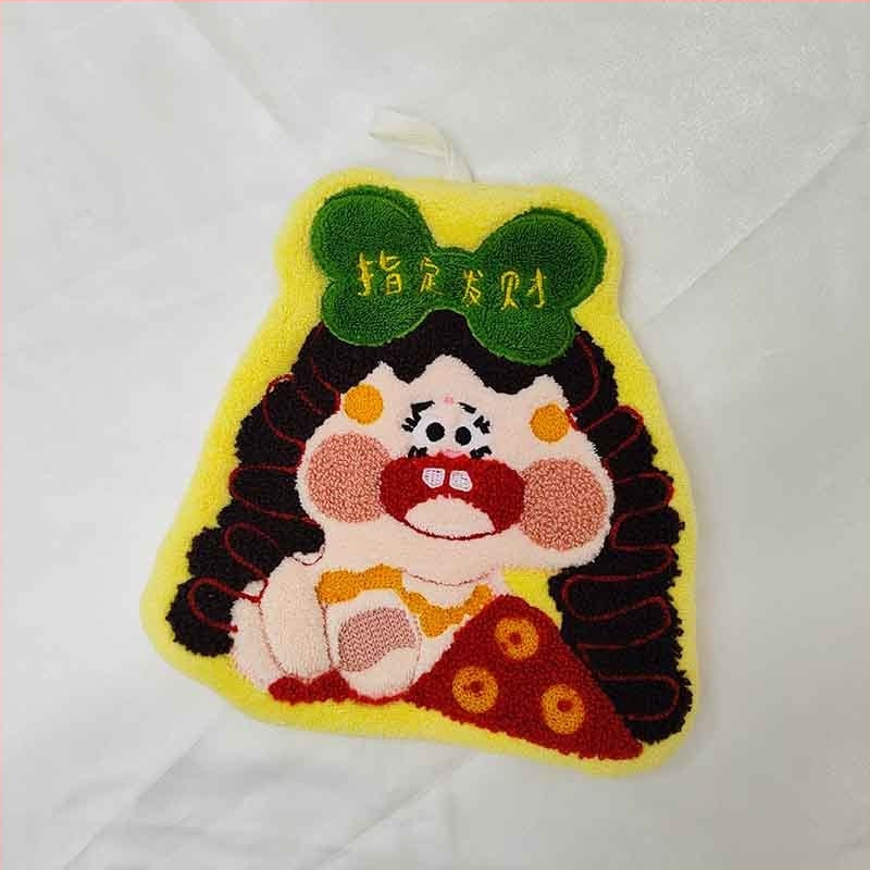 Prosop de mână din fleece coral, cu motiv ursuleț drăguț, cu posibilitate de agățare, absorbant și moale (Material: coral fleece; 30–50 g; Fire: 150D; Broderie)