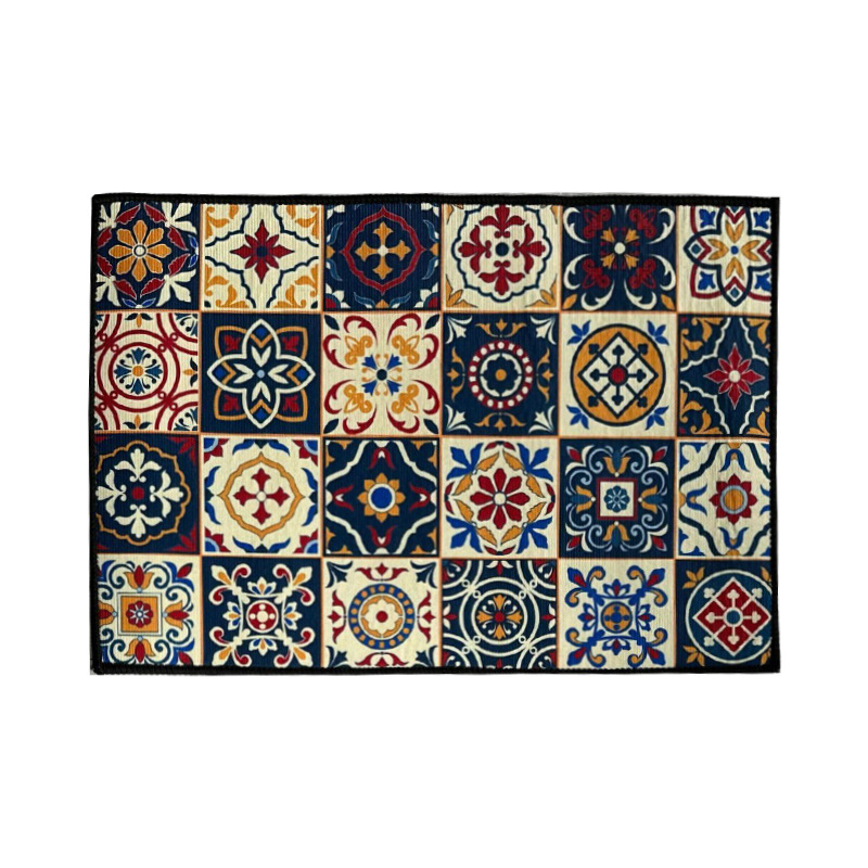 Set podnih prostirki: karirani vintage kristalni baršun, upijajući, protuklizni, kvadratni oblik, poliesterska vlakna, tisk, perivo, prilagodljivo, za dnevnu sobu, kuhinju, kupaonu