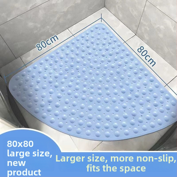 Комплект противохлъзгащи се подложки за баня, ТПЕ, форма на вентилатор, машинно тъкани, миещи се, персонализируеми