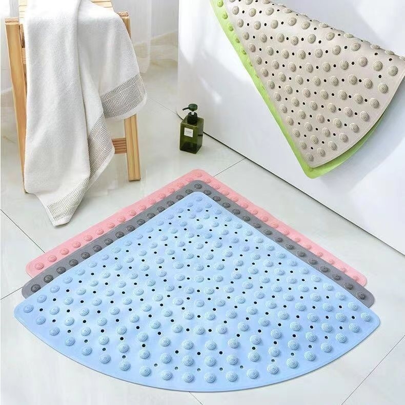 Комплект противохлъзгащи се подложки за баня, ТПЕ, форма на вентилатор, машинно тъкани, миещи се, персонализируеми