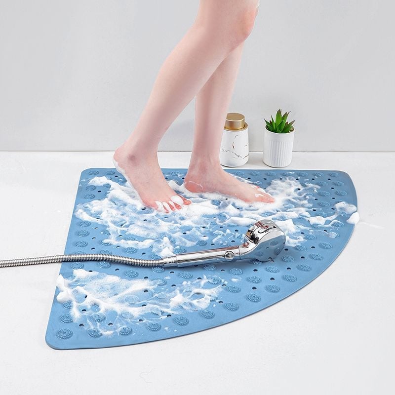 Комплект противохлъзгащи се подложки за баня, ТПЕ, форма на вентилатор, машинно тъкани, миещи се, персонализируеми