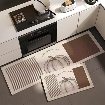 Входен килим против пързване с бельгийски велур, геометричен модел, квадратна форма, печат чрез топлинен трансфер, миещ се