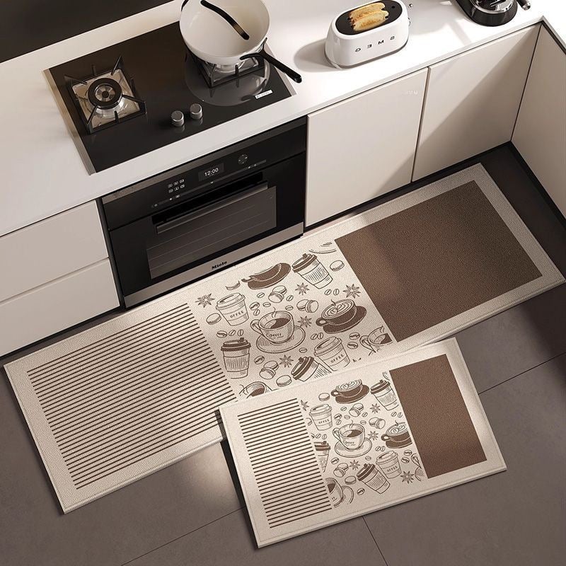 Входен килим против пързване с бельгийски велур, геометричен модел, квадратна форма, печат чрез топлинен трансфер, миещ се